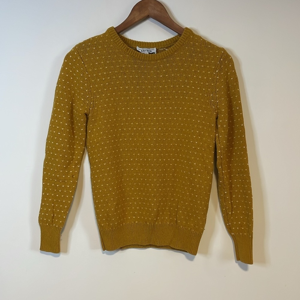 & Other Stories Wool Blend Sweater XS Mustard Yellow Dots Crewneck Long Sleeve